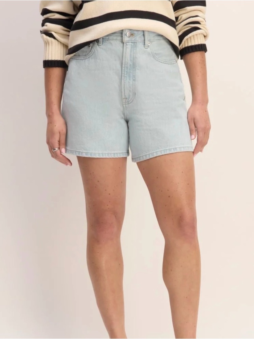 Everlane Light Wash High-Rise Denim Shorts